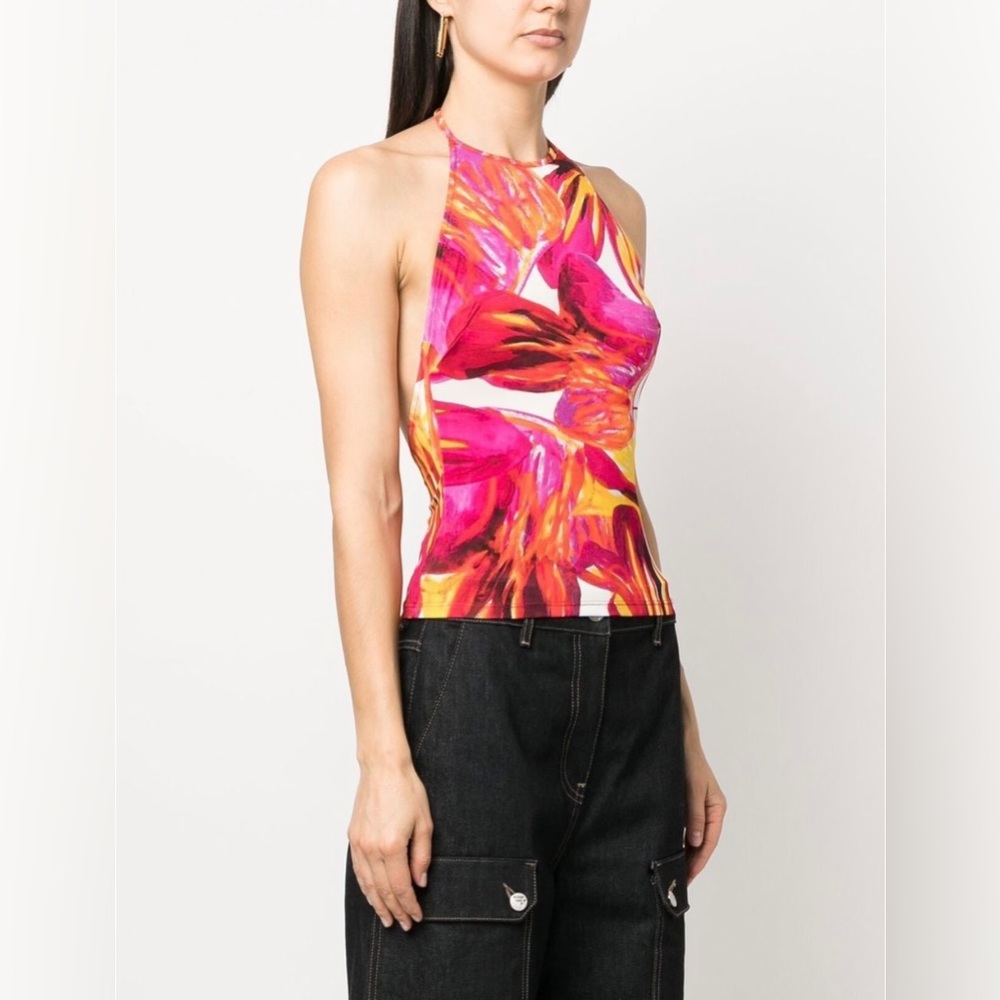 Louisa Ballou floral-print halterneck top